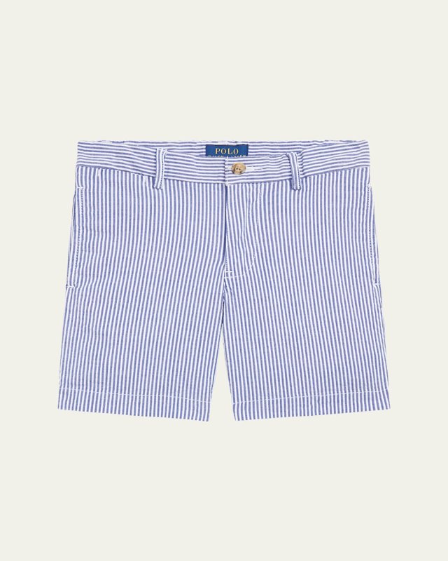 Boy's Seersucker Preppy Shorts, Size 8-20